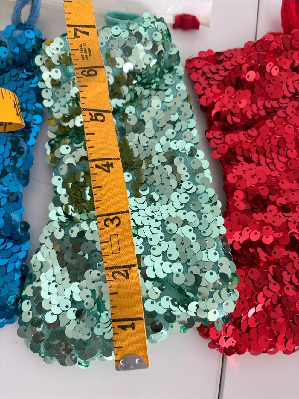 Mini Ice Blue Red Green Sequin Christmas Stocking